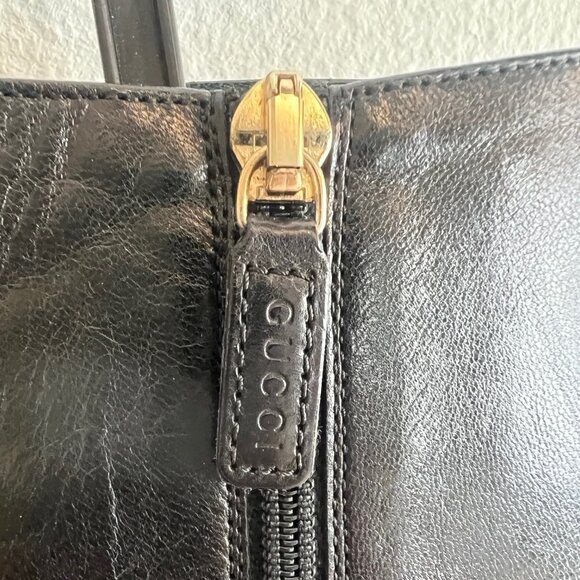 Gucci Black Leather Knee-High Boots with Gold Buckle – Size 7.5B - Picture 7 of 13